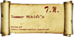 Temmer Miklós névjegykártya