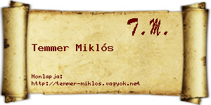 Temmer Miklós névjegykártya
